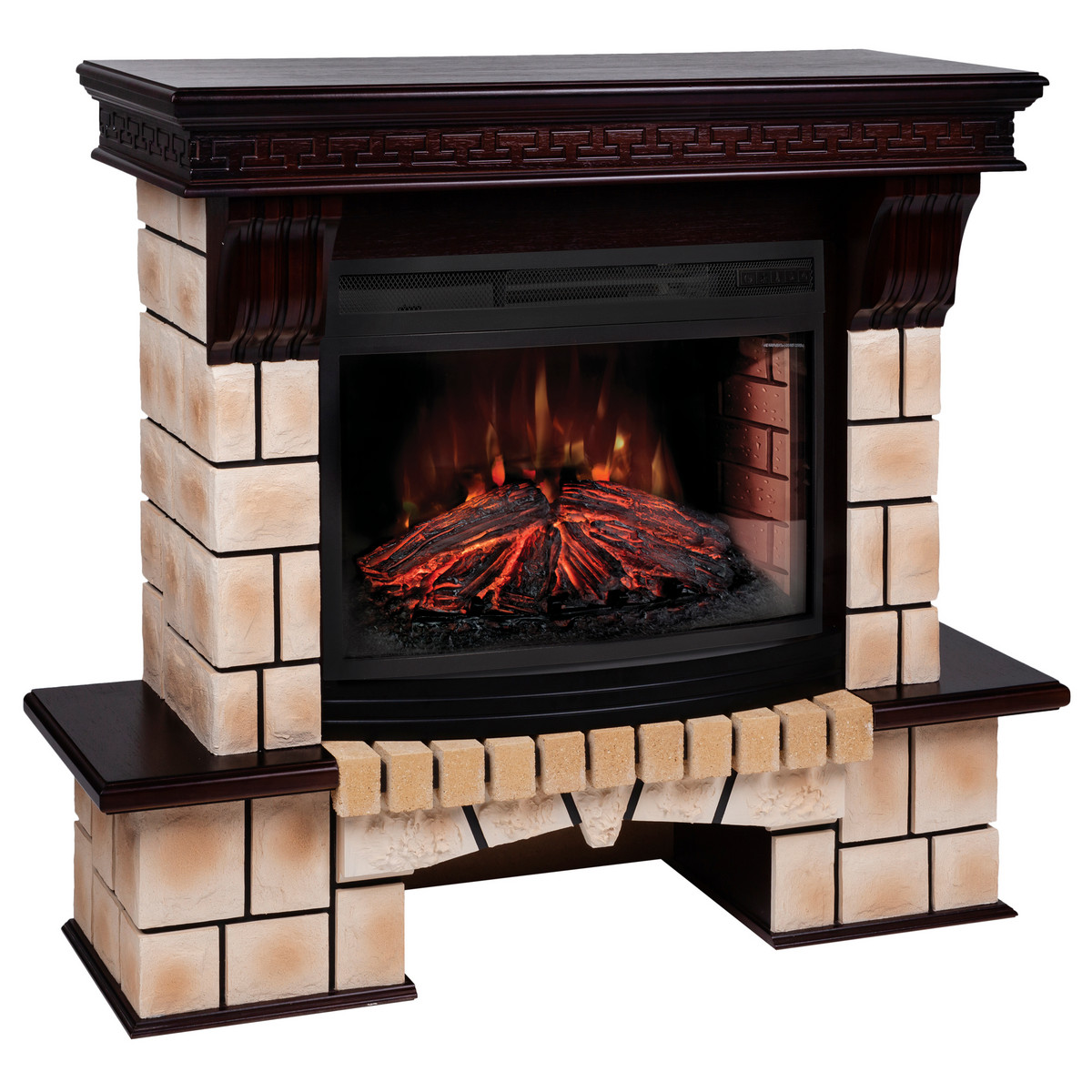 Электрокамин RealFlame Stone Brick AO античный дуб с очагом Firefield 25 S IR