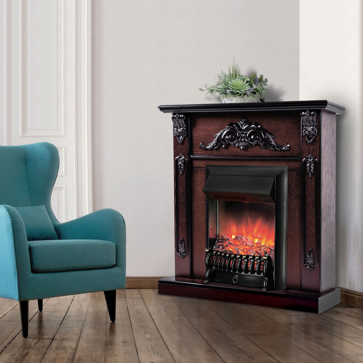Электрокамин RealFlame Anita Corner AO античный дуб с очагом Fobos Lux Black