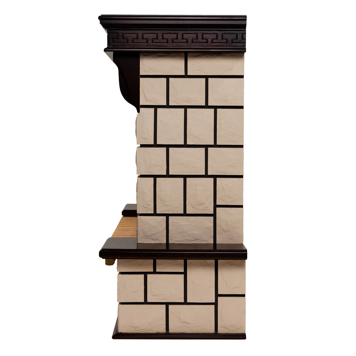 Портал каминный из МДФ RealFlame Stone 33 АО, античный дуб, белый камень