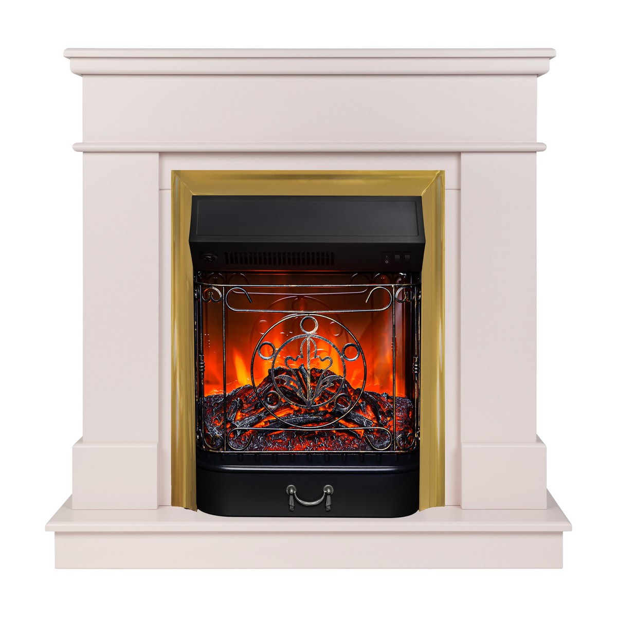 Электрокамин RealFlame Selena STD PN пудра с очагом Majestic Lux Brass