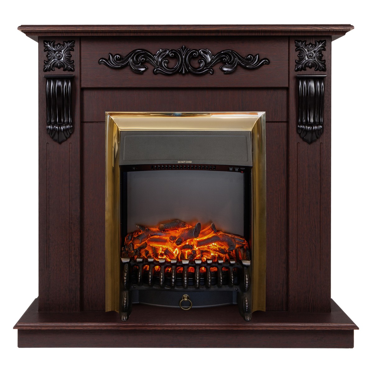 Электрокамин RealFlame Dominica DN орех с очагом Fobos Lux Brass
