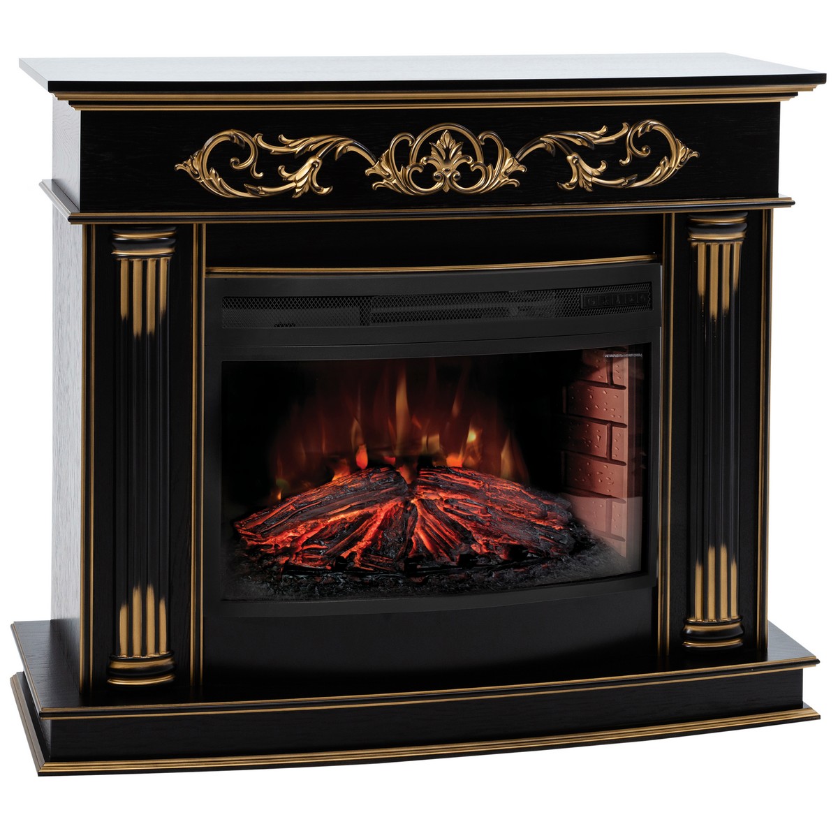 Электрокамин RealFlame Milano DN орех с золотом с очагом Firefield 25 S IR