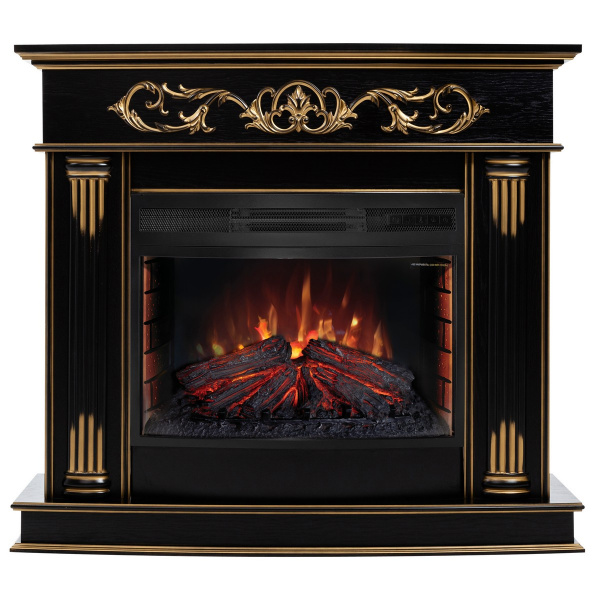 Электрокамин RealFlame Milano DN орех с золотом с очагом Firefield 25 S IR