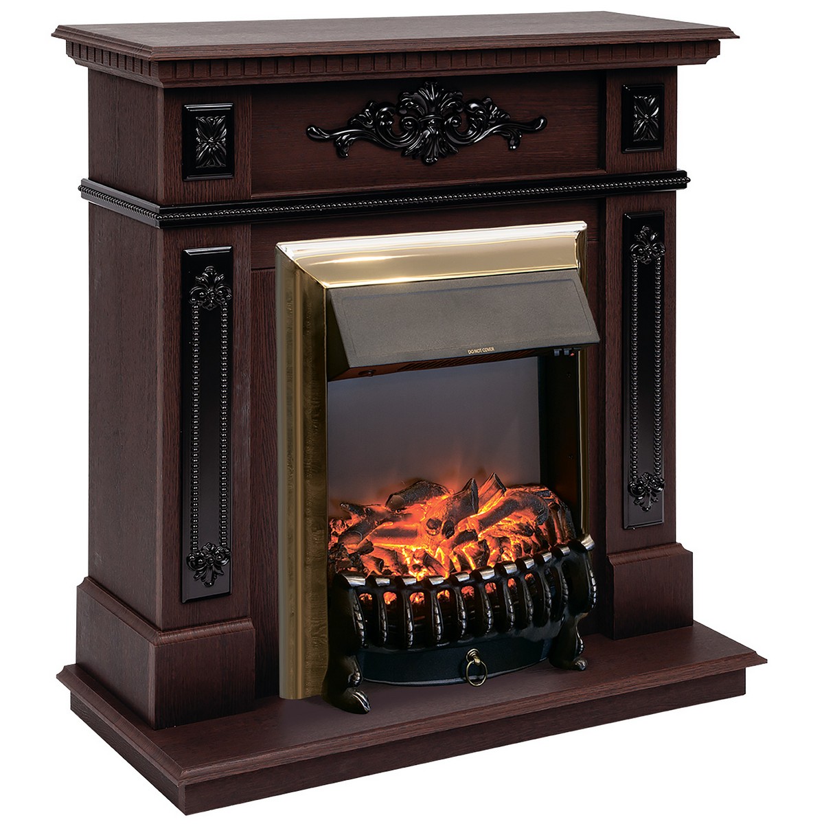 Электрокамин RealFlame Lilian DN орех с очагом Fobos Lux Brass