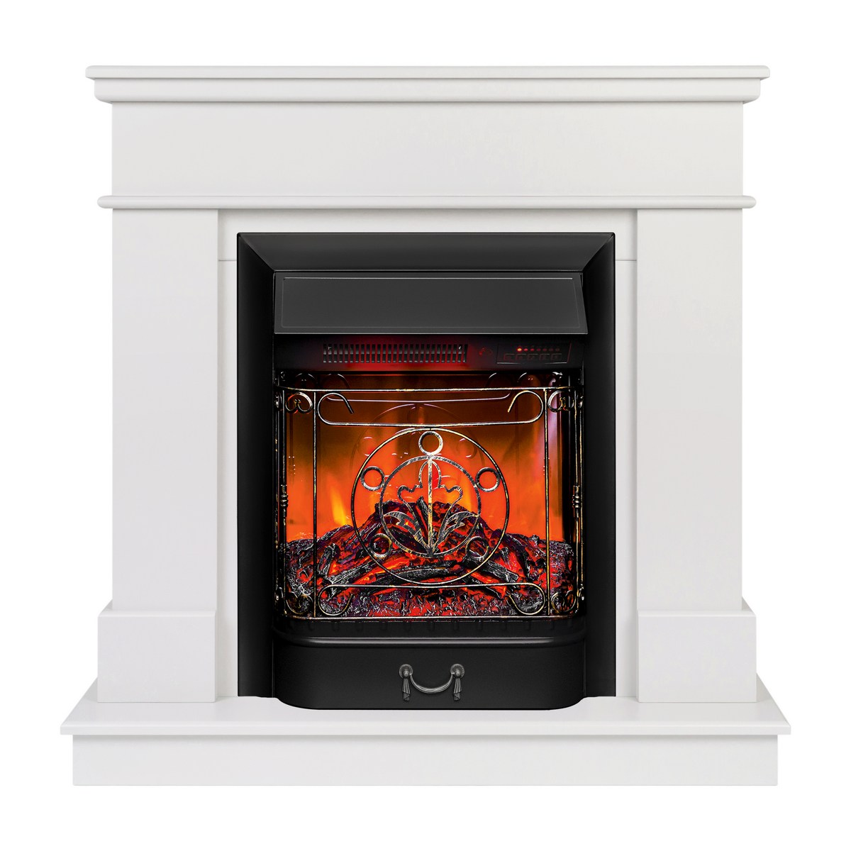 Электрокамин RealFlame Selena STD WT молочный с очагом Majestic Lux Black RC