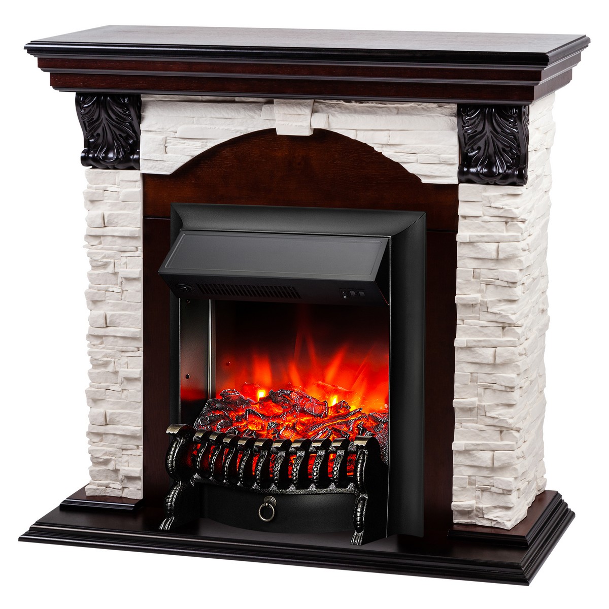 Электрокамин RealFlame Dublin Lux AO античный дуб с очагом Fobos Lux Black