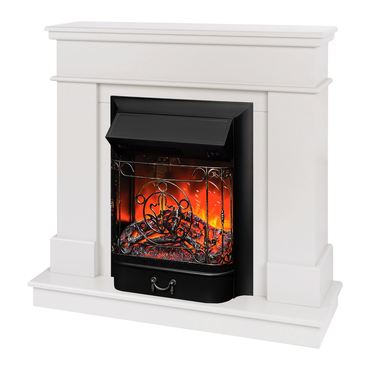 Электрокамин RealFlame Selena STD WT молочный с очагом Majestic Lux Black