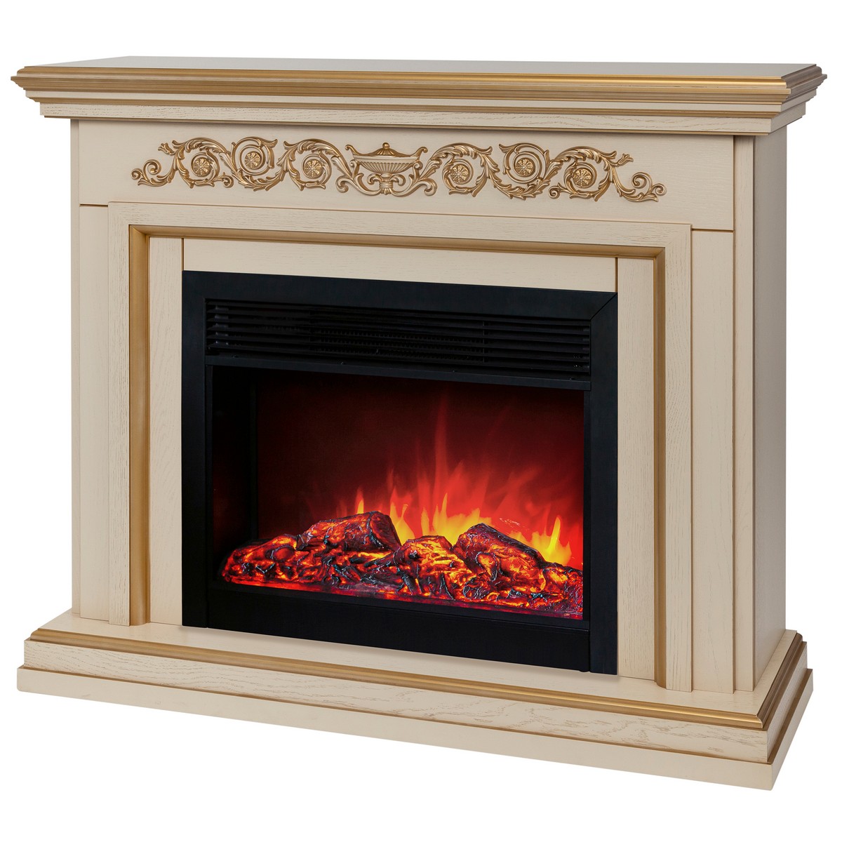 Электрокамин RealFlame Leticia 26 WT белый дуб с золотой патиной с очагом Moonblaze