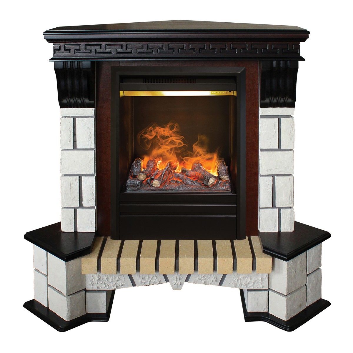 Электрокамин RealFlame Stone Coner AO античный дуб с очагом 3D Olympic