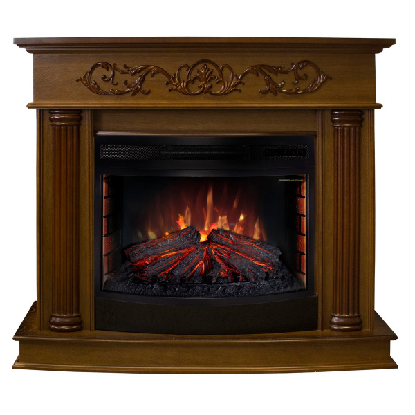 Электрокамин RealFlame Milano NT орех с очагом Firefield 25 S IR