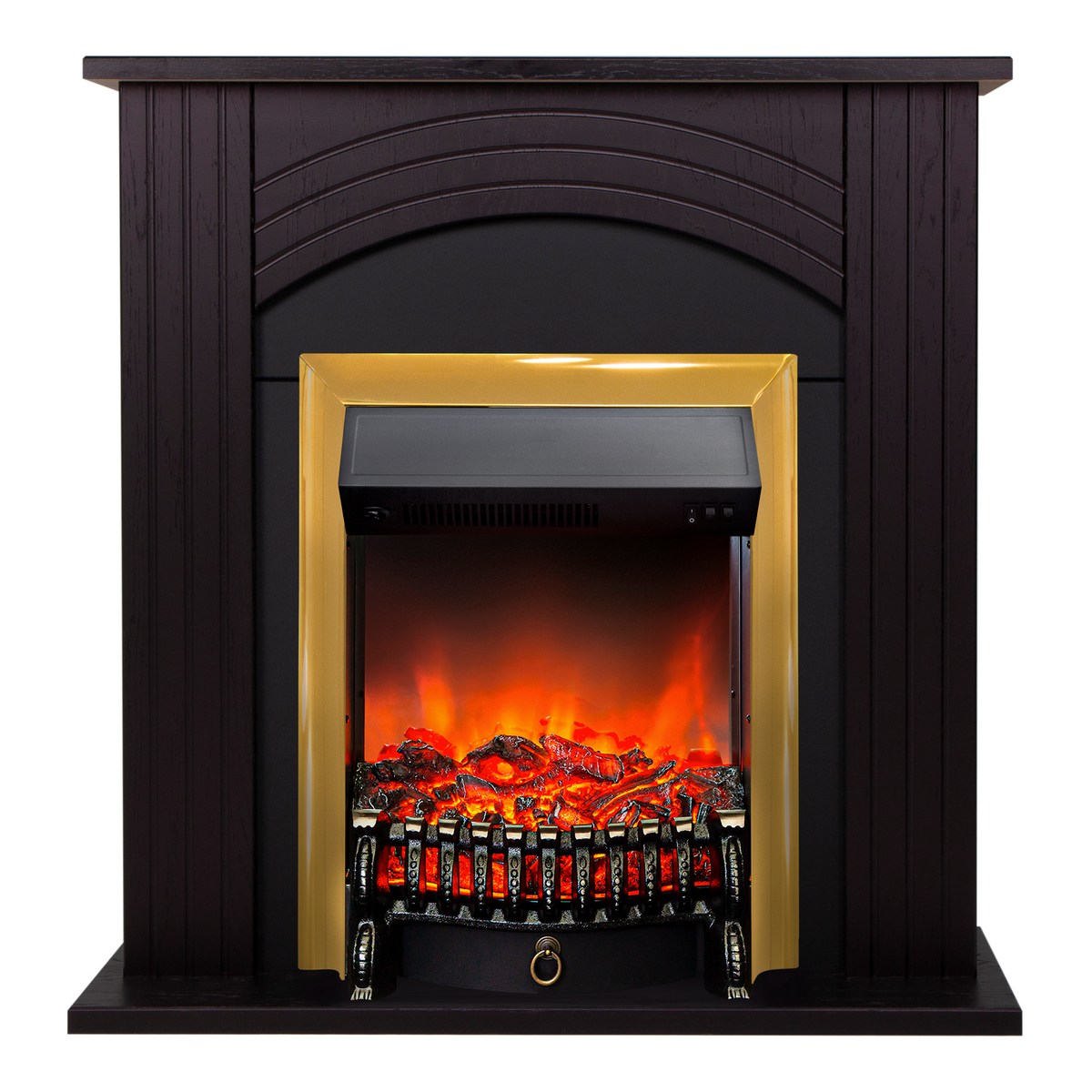 Электрокамин RealFlame Hanna STD DN орех с очагом Fobos Lux Brass