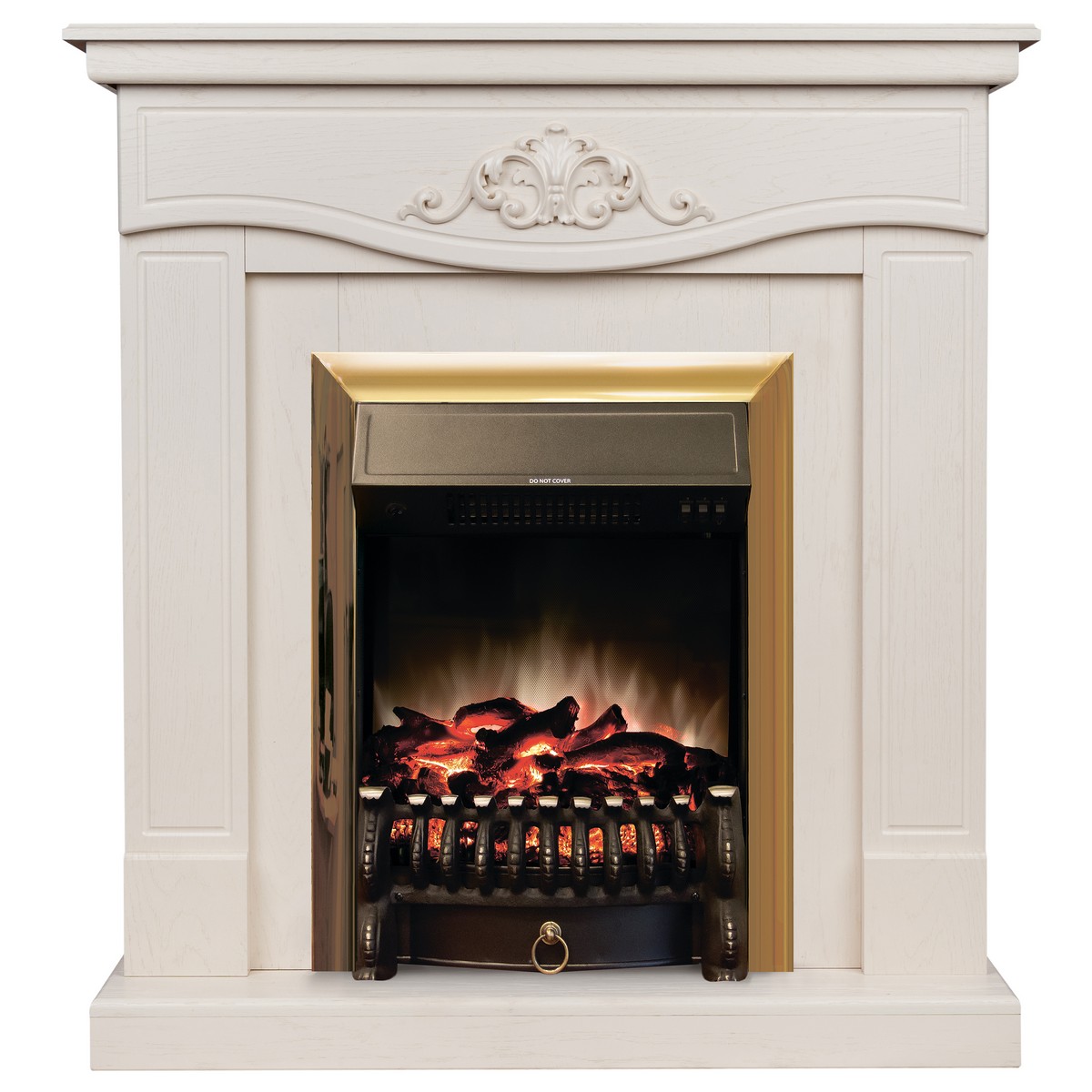 Электрокамин RealFlame Junona WT айвори с очагом Fobos Lux Brass