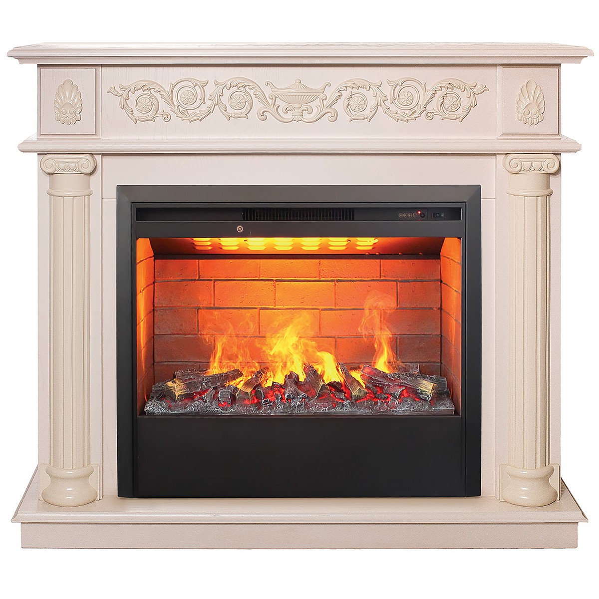 Электрокамин RealFlame Attica WT айвори с очагом 3D Helios 26