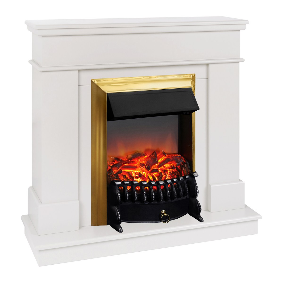 Электрокамин RealFlame Selena STD WT молочный с очагом Fobos Lux Brass