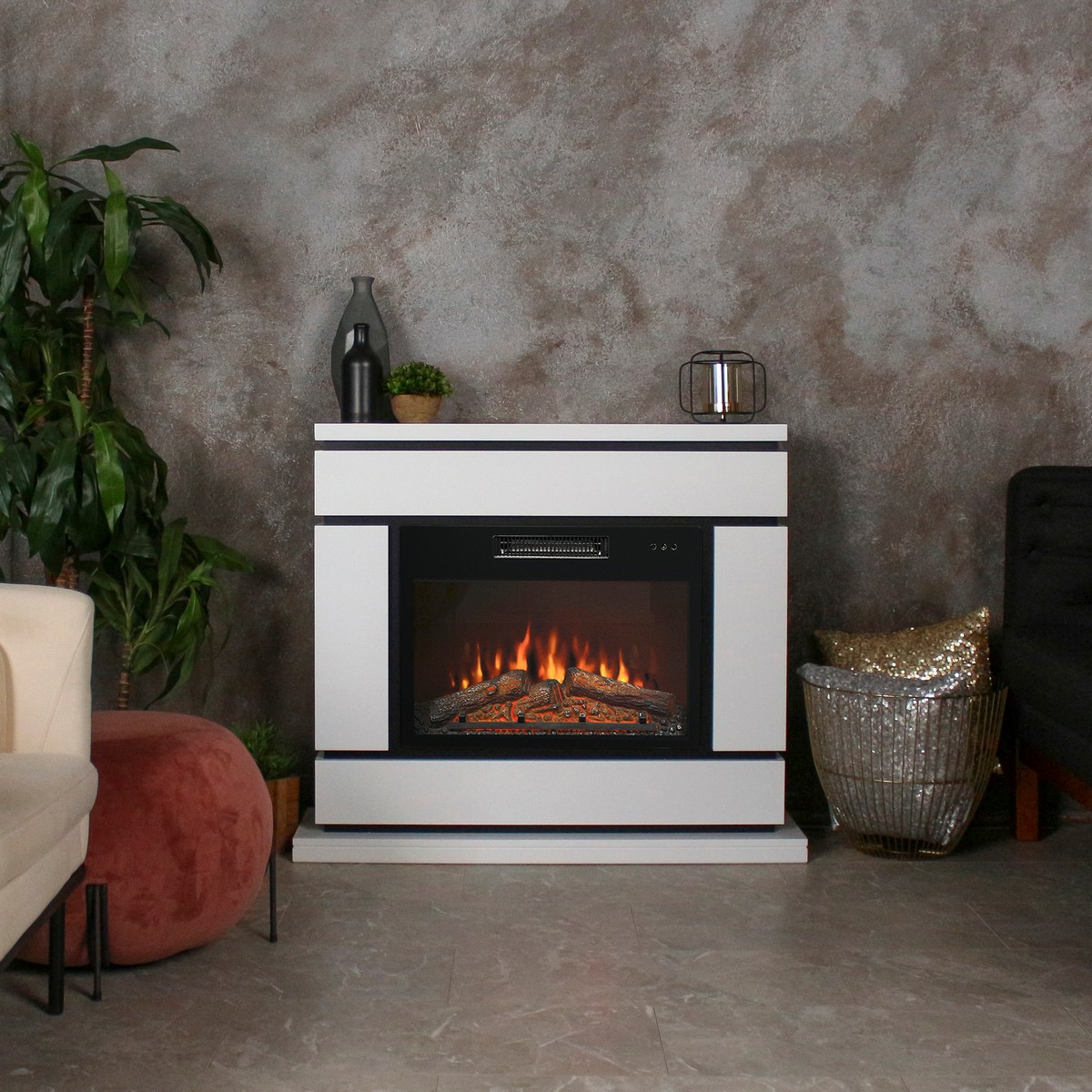 Электрокамин RealFlame Vega 24 WT белый с очагом Kendal 24