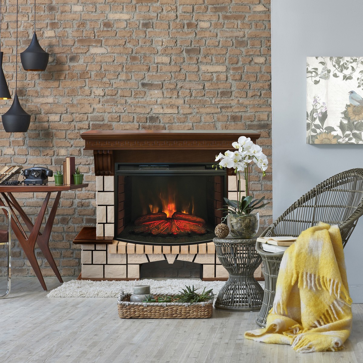 Электрокамин RealFlame Stone 33 AO античный дуб с очагом Firespace 33 S IR