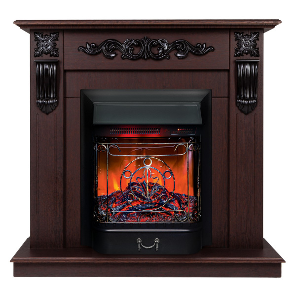 Электрокамин RealFlame Dominica DN орех с очагом Majestic Lux Black RC