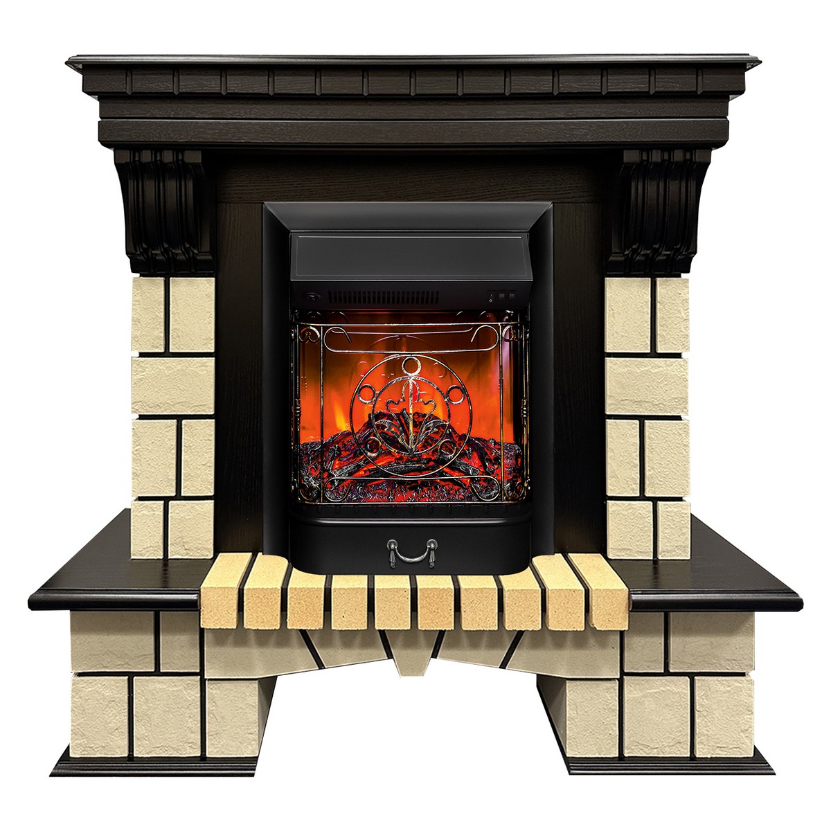 Электрокамин RealFlame Stone ML STD античный дуб c очагом Majestic Lux Black