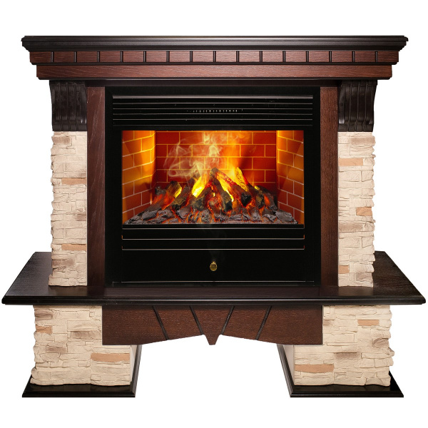 Электрокамин RealFlame Rockland AO античный дуб с очагом 3D Novara