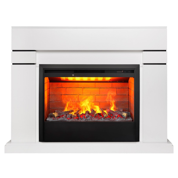 Электрокамин RealFlame Lindelse 26 WT белый с очагом 3D Helios 26