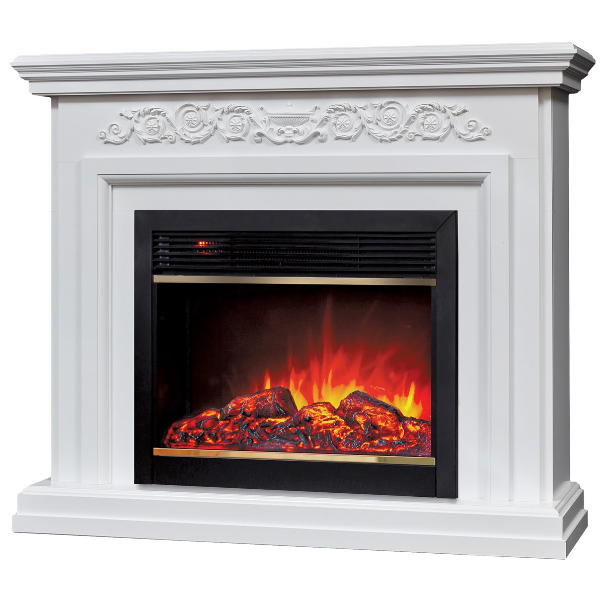 Электрокамин RealFlame Leticia 26 WT белый с очагом Moonblaze Brass