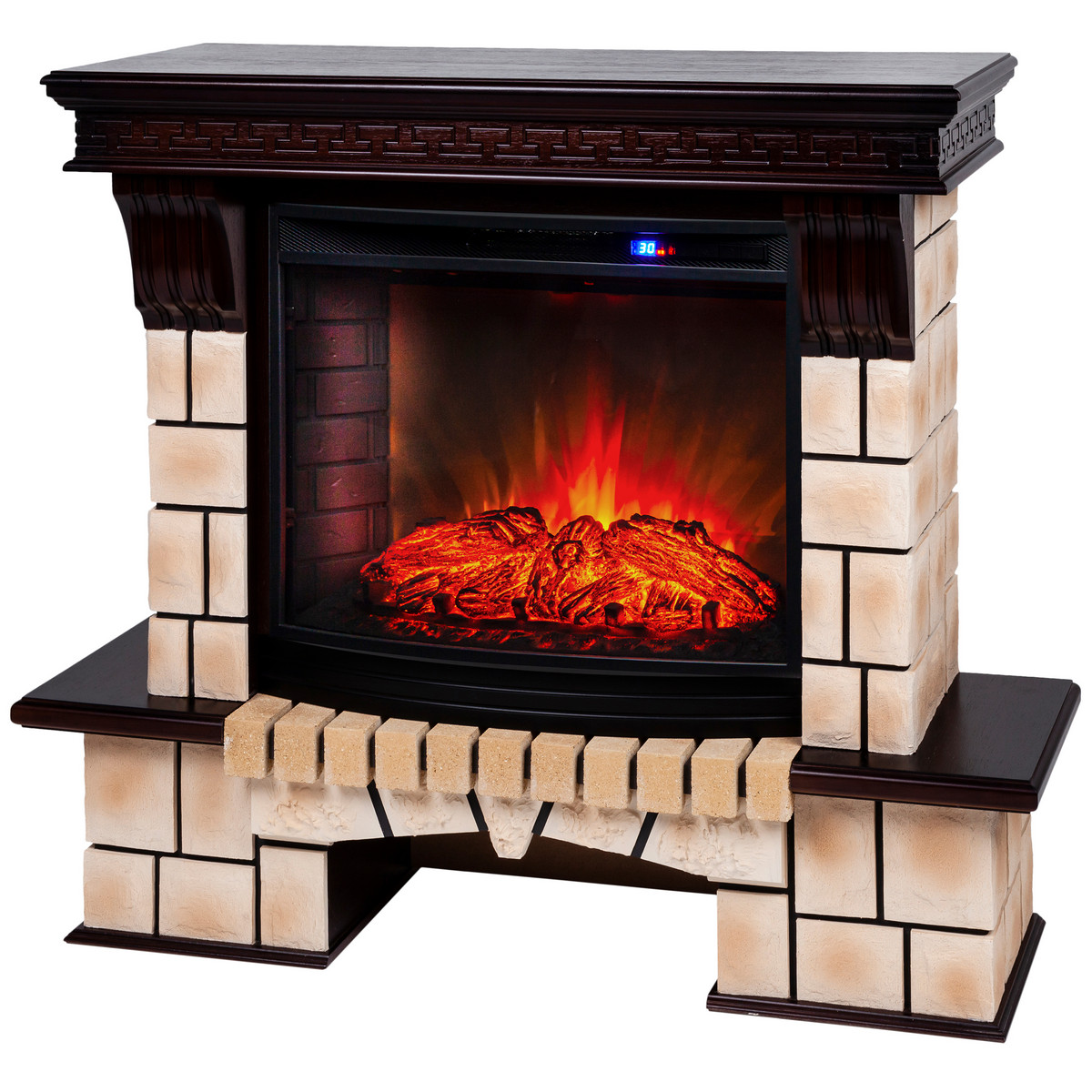 Электрокамин RealFlame Stone Brick AO античный дуб с очагом Evrika 25,5 LED