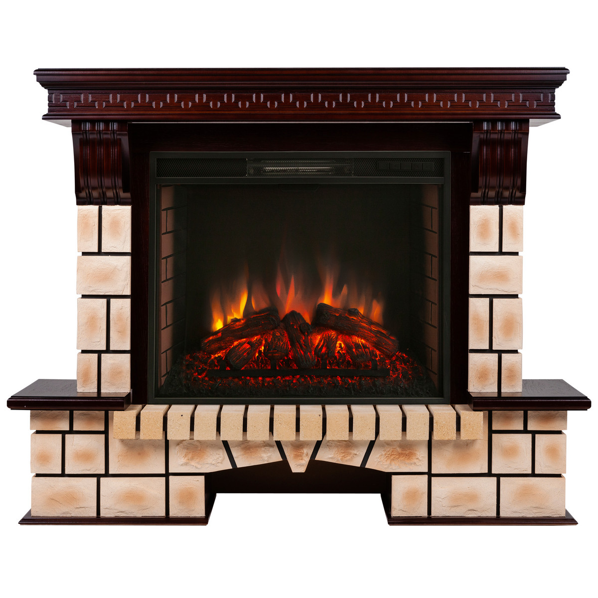 Электрокамин RealFlame Stone Brick AO античный дуб с очагом Epsilon 26 S IR