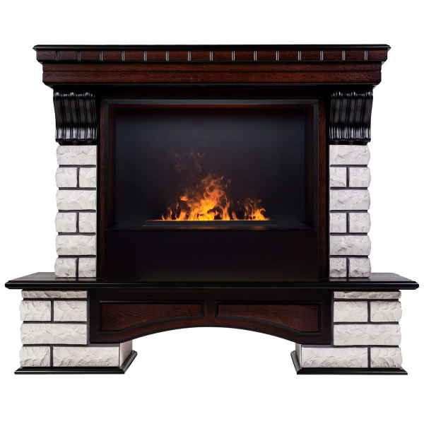 Электрокамин RealFlame Country Rock 26 AO античный дуб с очагом 3D Cassette 630 Black Panel