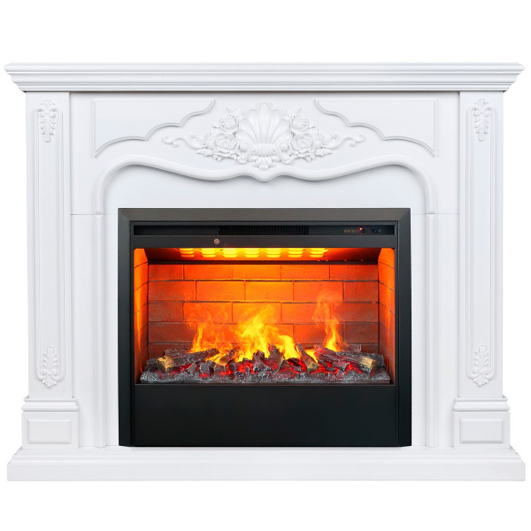 Электрокамин RealFlame Victoria 26 WT белый с очагом 3D Helios 26