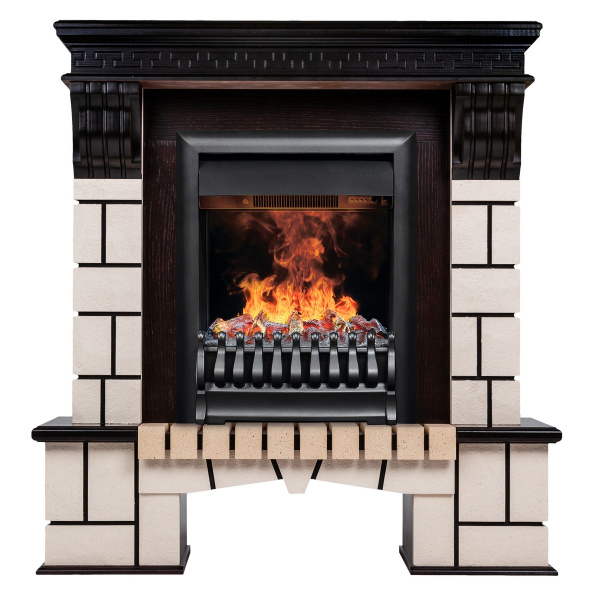 Электрокамин RealFlame Stone AO античный дуб с очагом 3D Oregan