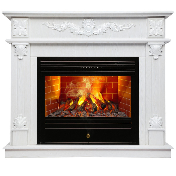 Электрокамин RealFlame Philadelphia 25,5/26 WT белое золото с очагом 3D Novara