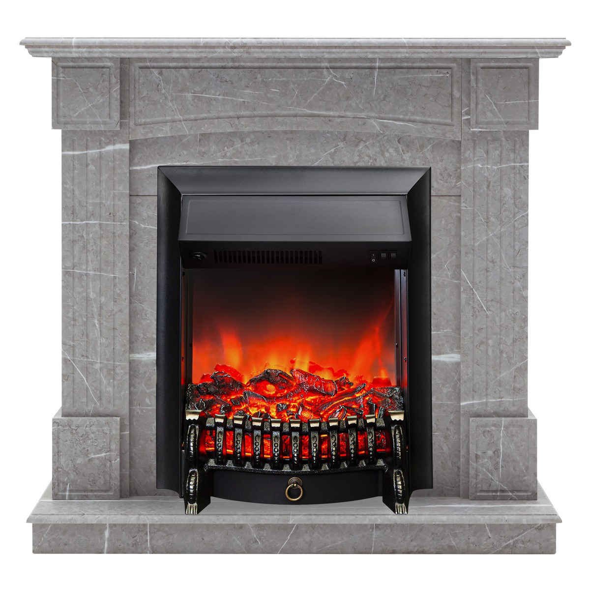 Электрокамин RealFlame Andrea STD GR цвет мрамор серый с очагом Fobos Lux Black