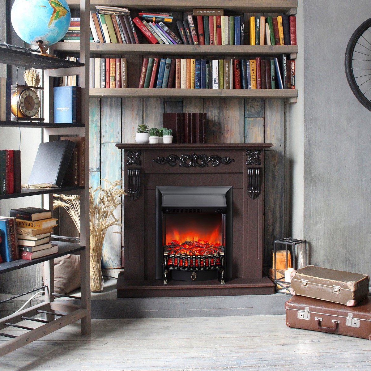 Электрокамин RealFlame Dominica DN орех с очагом Fobos Lux Black