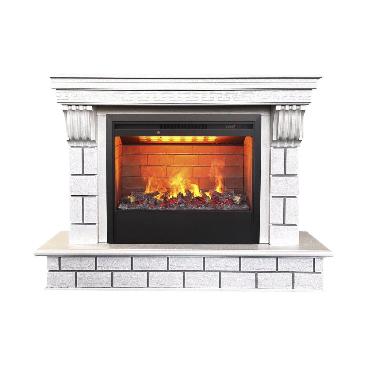 Электрокамин RealFlame Castle 26 WT молочный с очагом 3D Helios 26