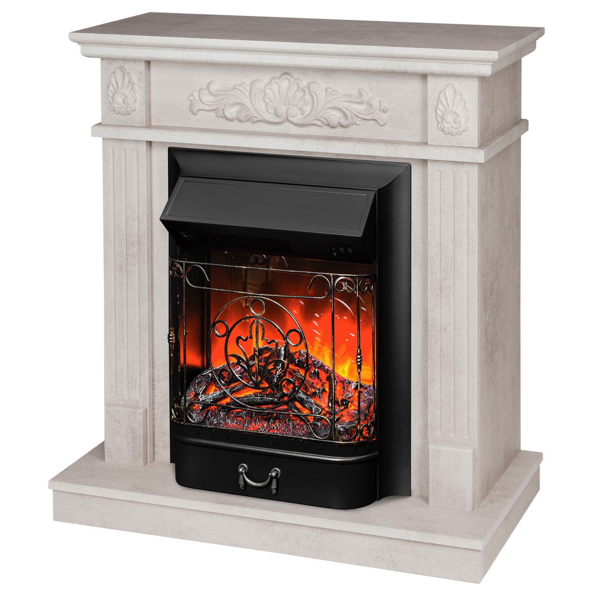Электрокамин RealFlame Adelaida WT белый камень с очагом Majestic Lux Black