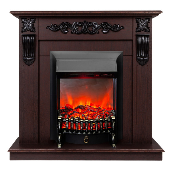 Электрокамин RealFlame Dominica DN орех с очагом Fobos Lux Black RC