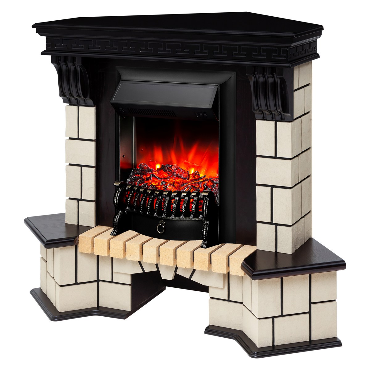 Электрокамин RealFlame Stone Corner STD AO античный дуб с очагом Fobos Lux Black