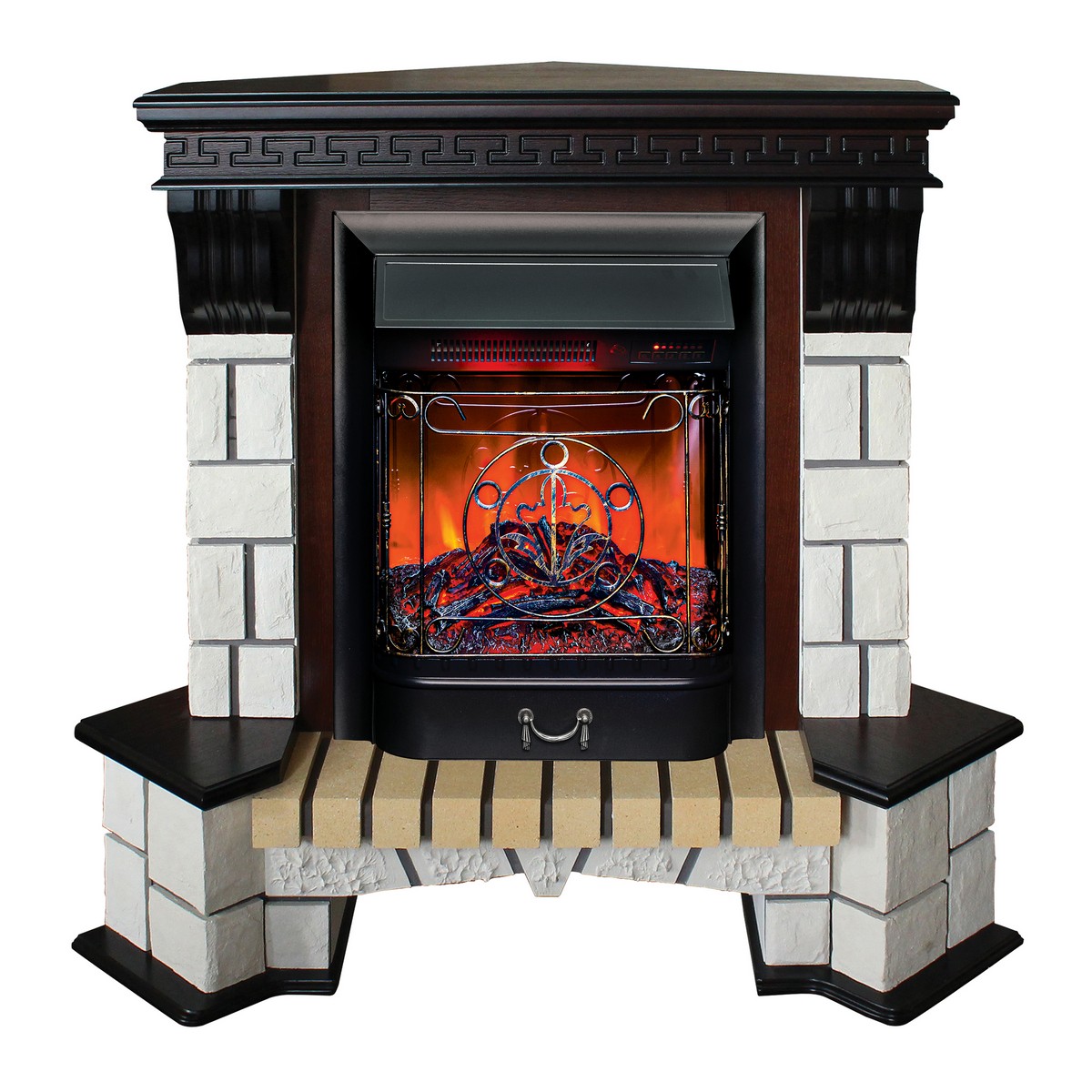 Электрокамин RealFlame Stone Coner AO античный дуб с очагом Majestic Lux BL