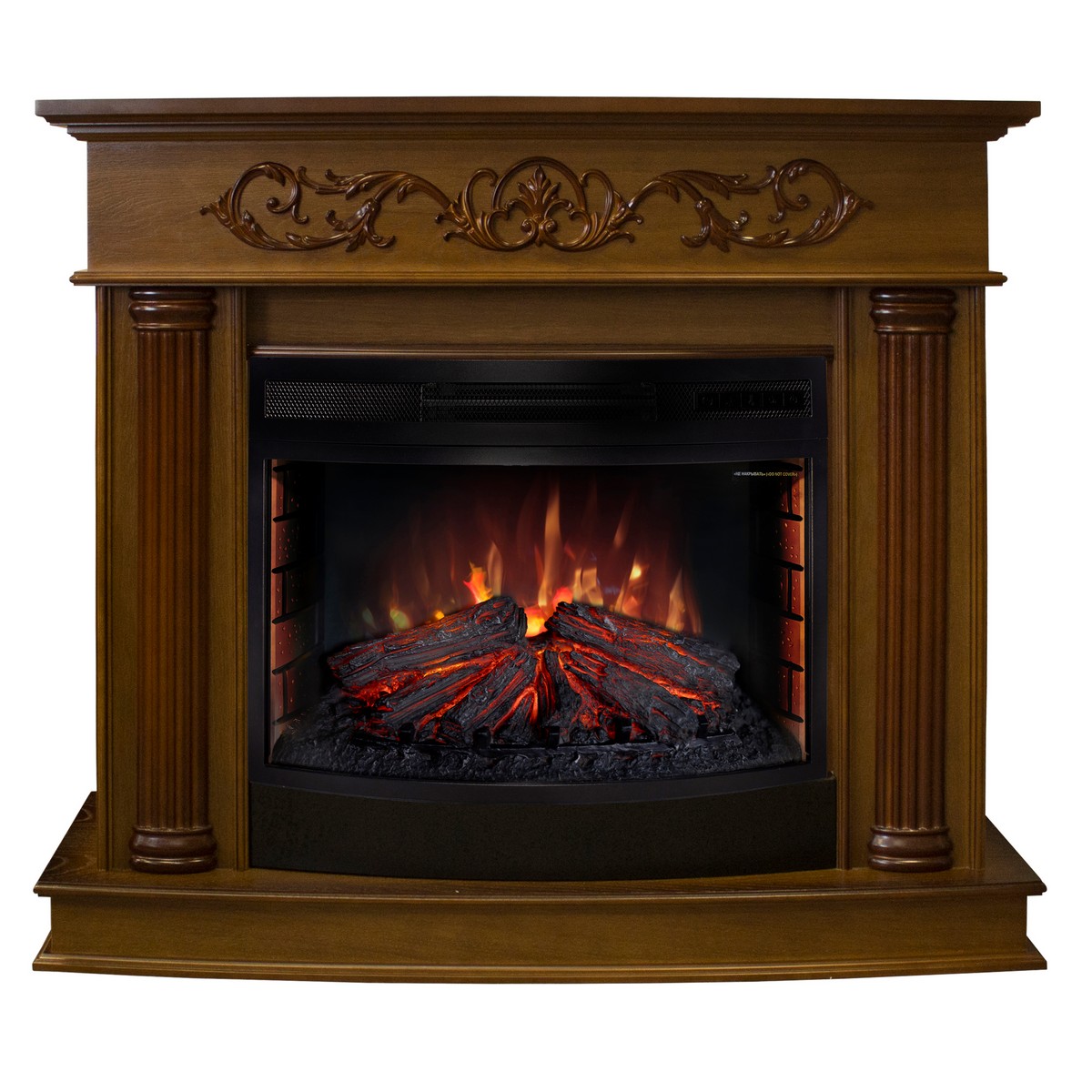 Электрокамин RealFlame Milano NT орех с очагом Firefield 25 S IR