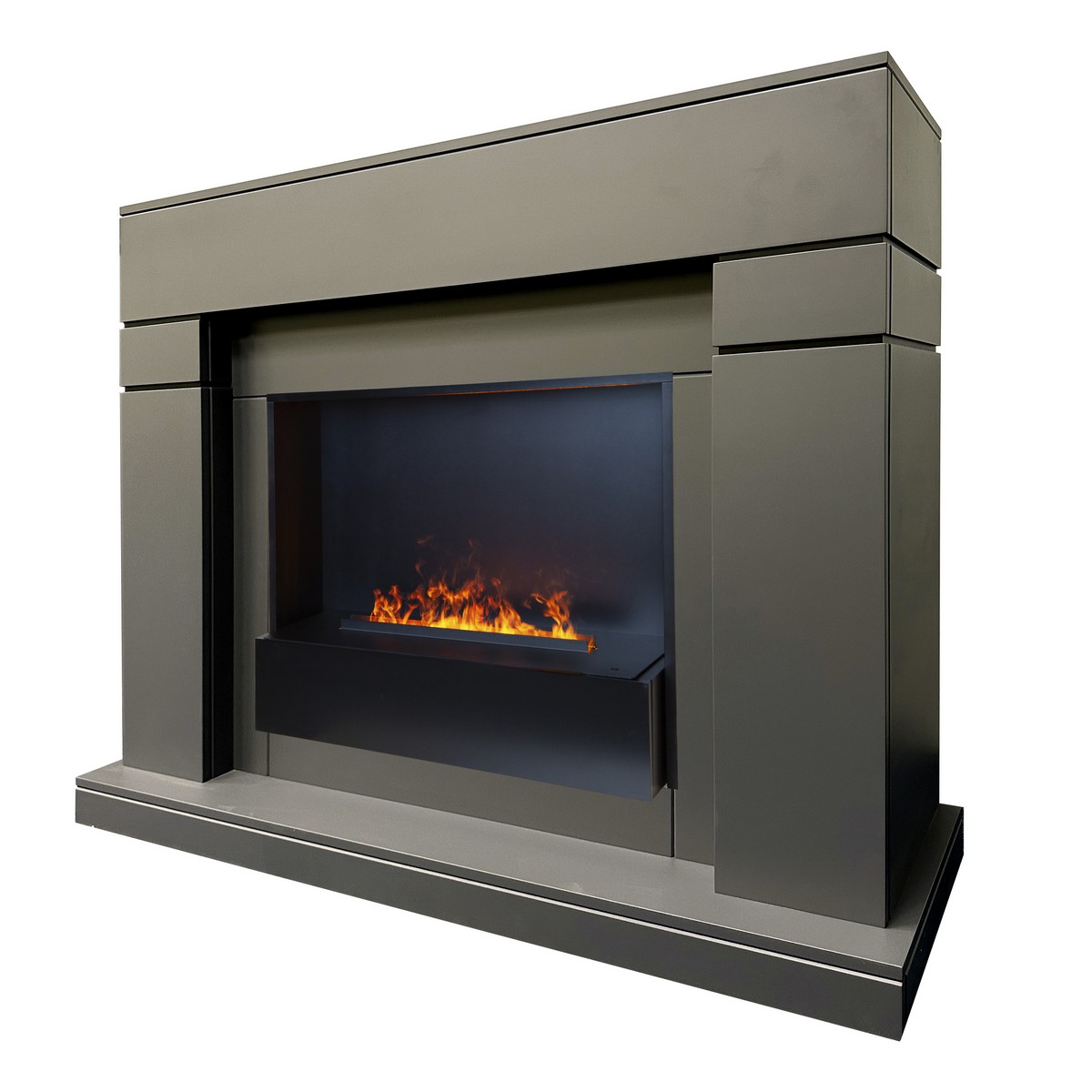 Электрокамин RealFlame Lindelse 26 GR серый, графит c очагом 3D Cassette 630 Black Panel