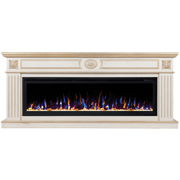 Электрокамин RealFlame Siena 60 WT белый дуб с золотой патиной с очагом Saphir 60