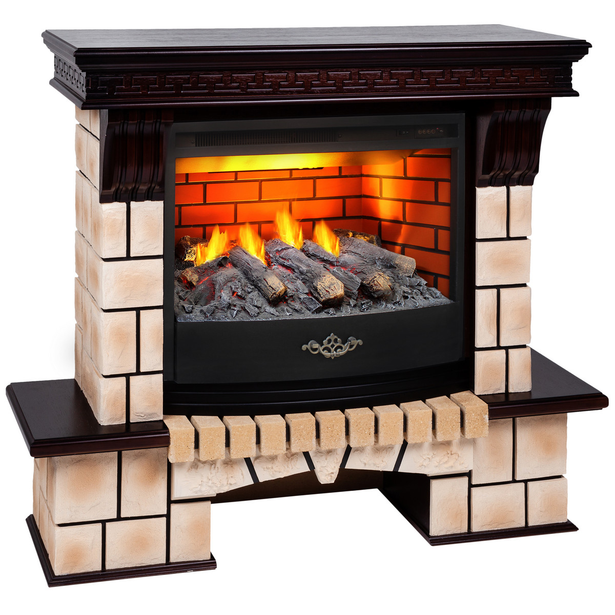 Электрокамин RealFlame Stone Brick AO античный дуб с очагом 3D Firestar 25,5