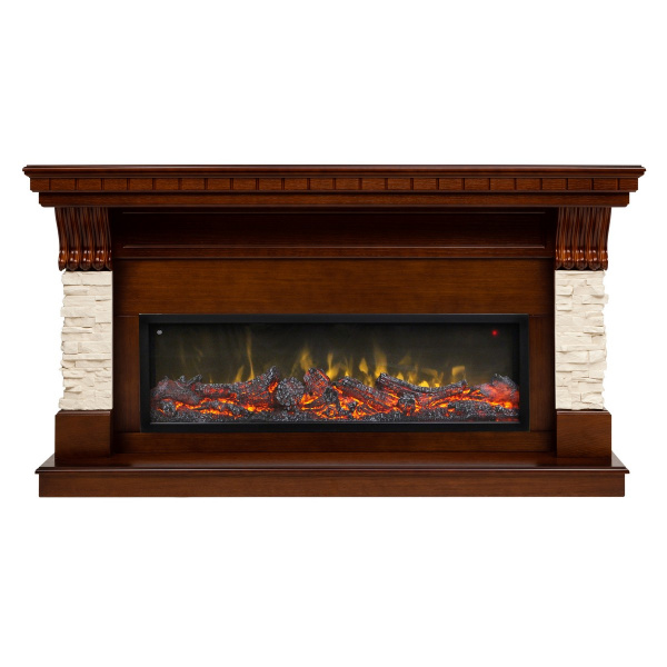 Электрокамин RealFlame Michigan 42/BV NT орех с очагом Beverly 1000