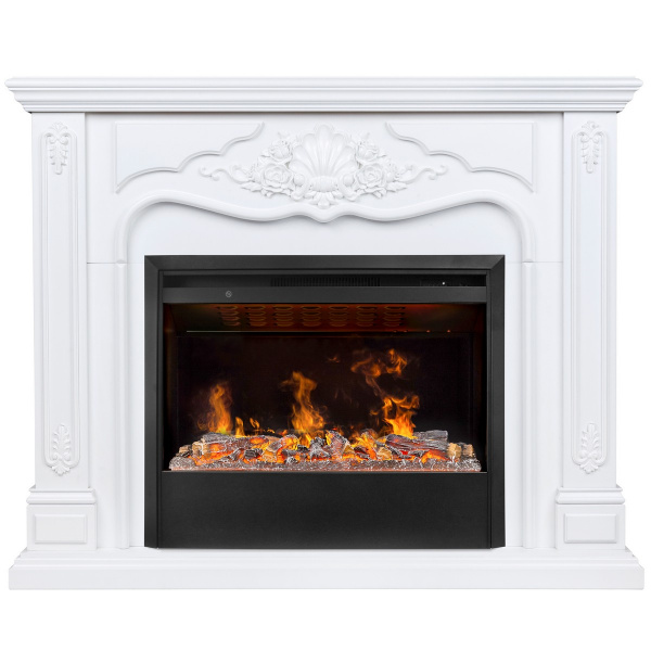 Электрокамин RealFlame Victoria 26 WT белый с очагом 3D Helios 26 SBG
