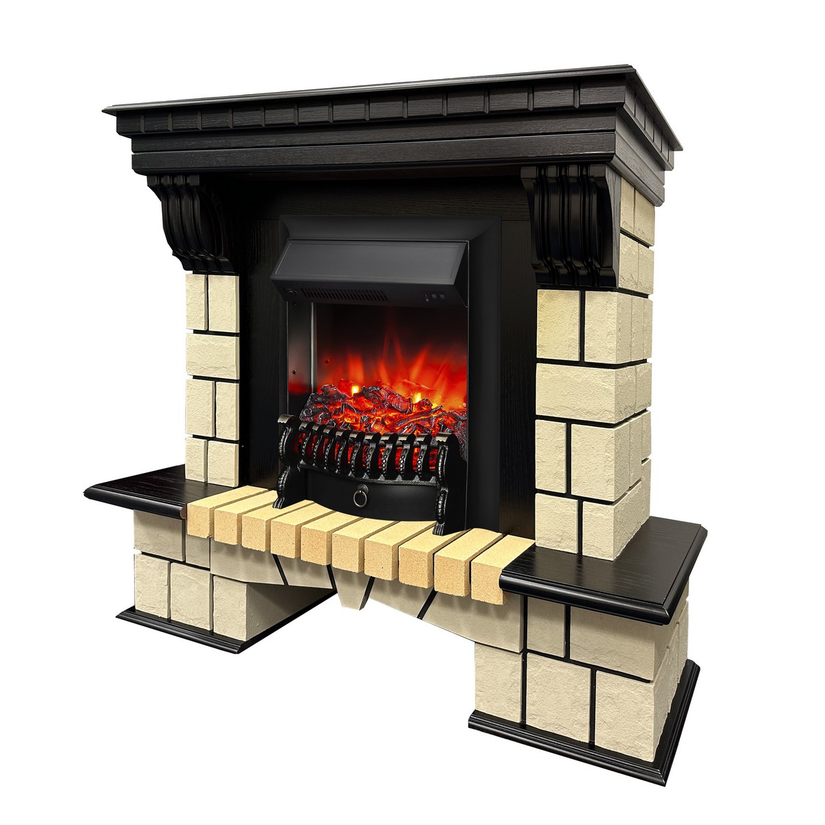 Электрокамин RealFlame Stone ML STD античный дуб c очагом Fobos Lux Black