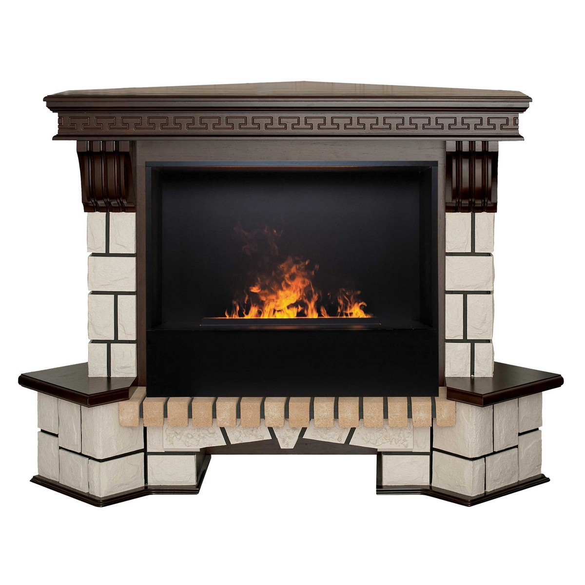 Электрокамин RealFlame Stone Coner AO античный дуб с очагом 3D Cassette 630 Black Panel