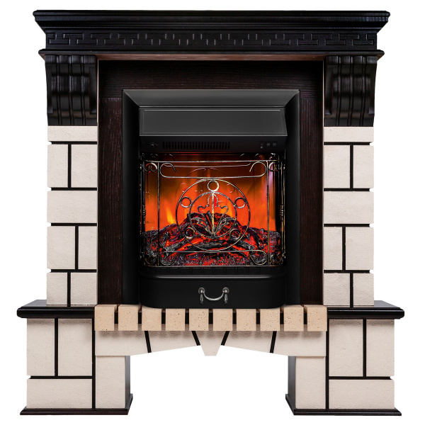 Электрокамин RealFlame Stone AO античный дуб с очагом Majestic Lux Black