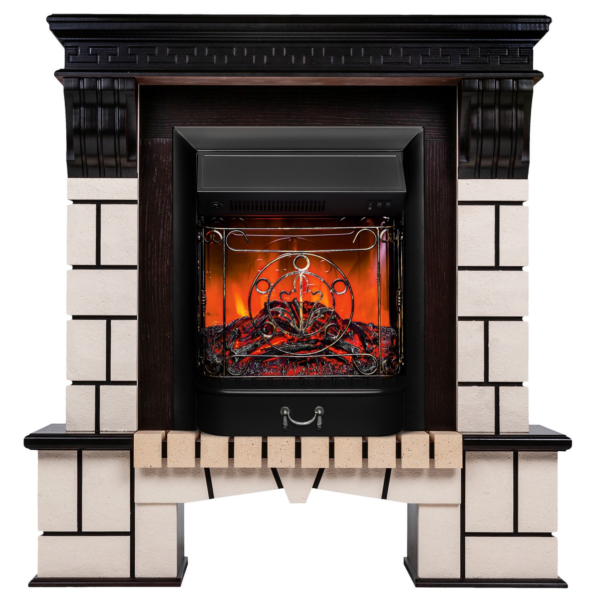 Электрокамин RealFlame Stone AO античный дуб с очагом Majestic Lux Black
