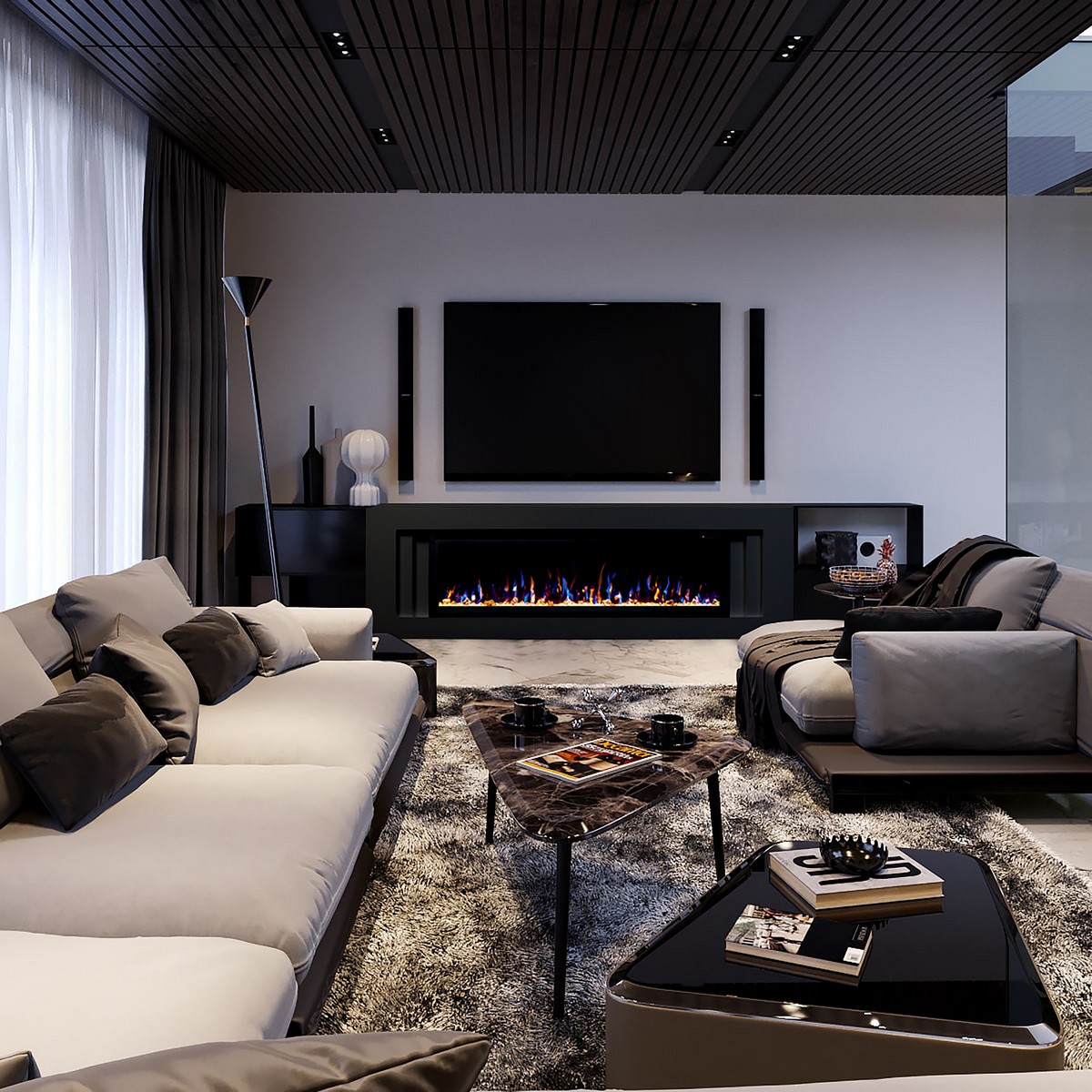 Электрокамин RealFlame Stockholm 60 BLM черный с очагом Saphir 60