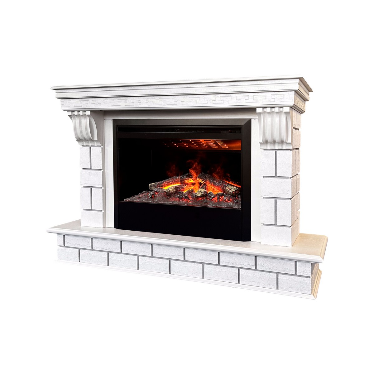 Электрокамин RealFlame Castle 26 WT молочный с очагом 3D Helios 26 SBG